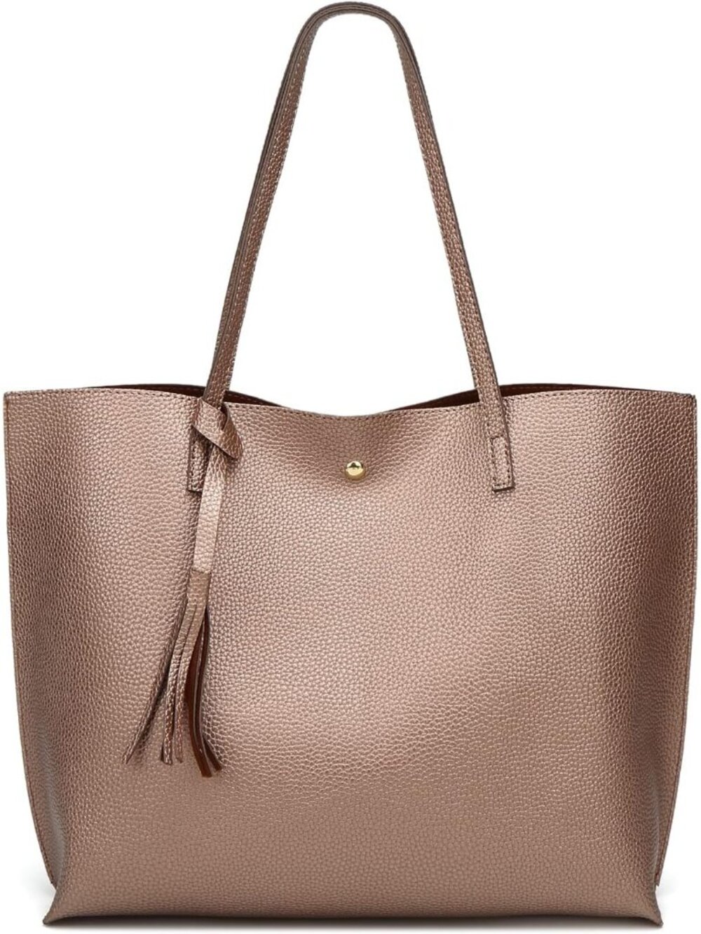 Women's Bronze Soft Faux Leather Tassel Style Handbag Tote Shoulder Bag